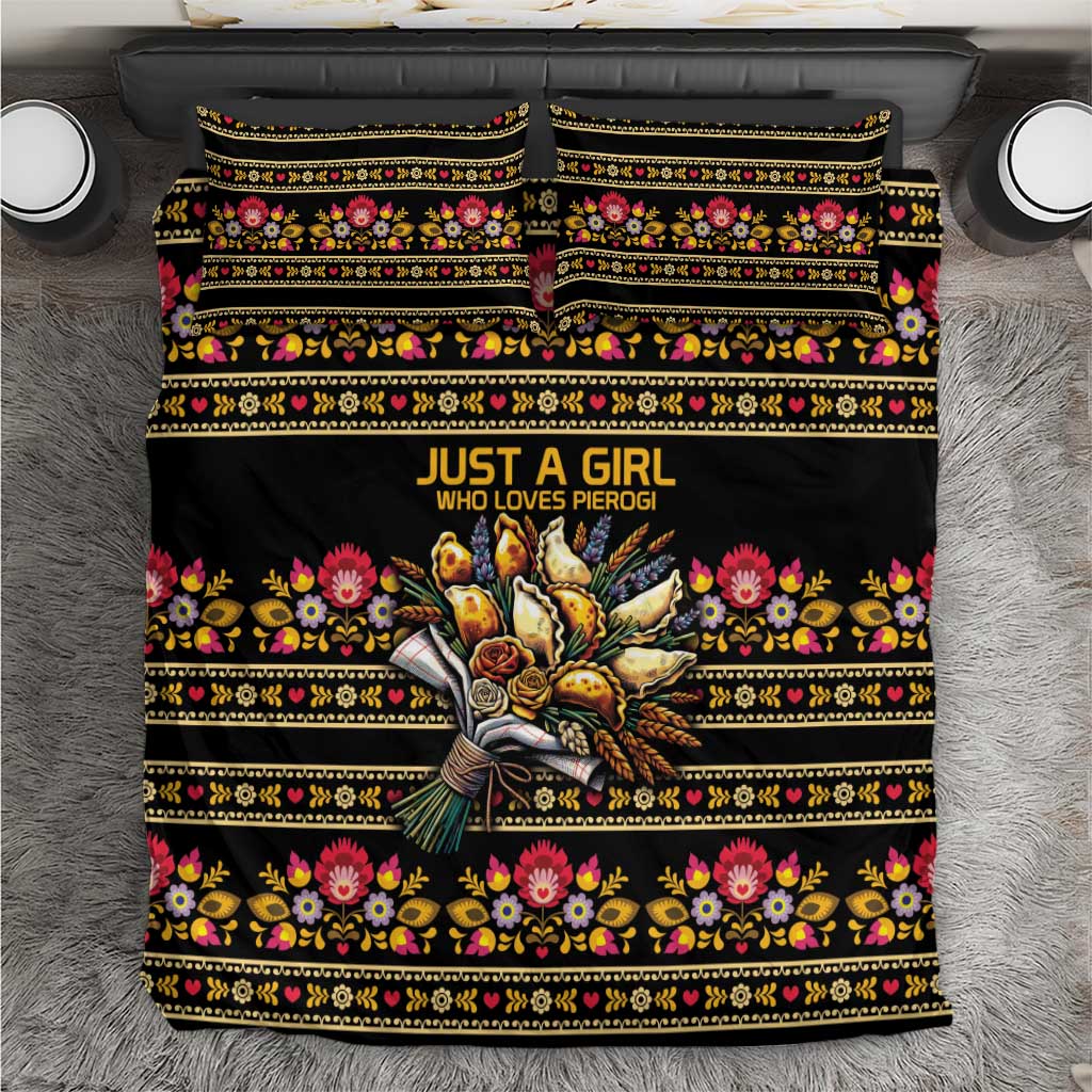 Gold Pierogi Flowers Over Dumplings Bedding Set