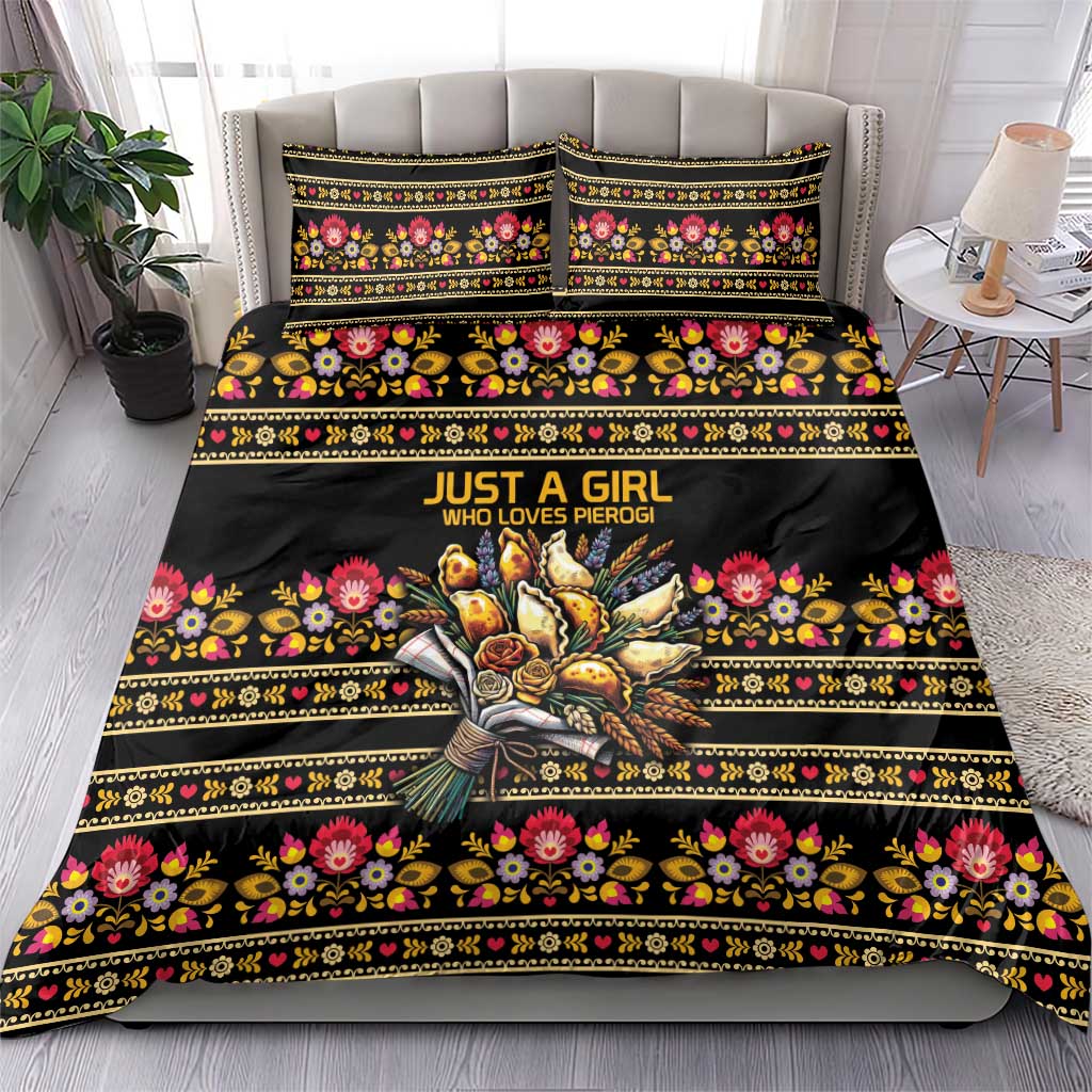 Gold Pierogi Flowers Over Dumplings Bedding Set