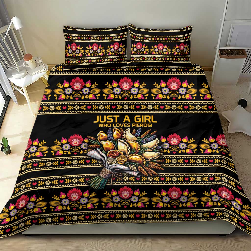 Gold Pierogi Flowers Over Dumplings Bedding Set