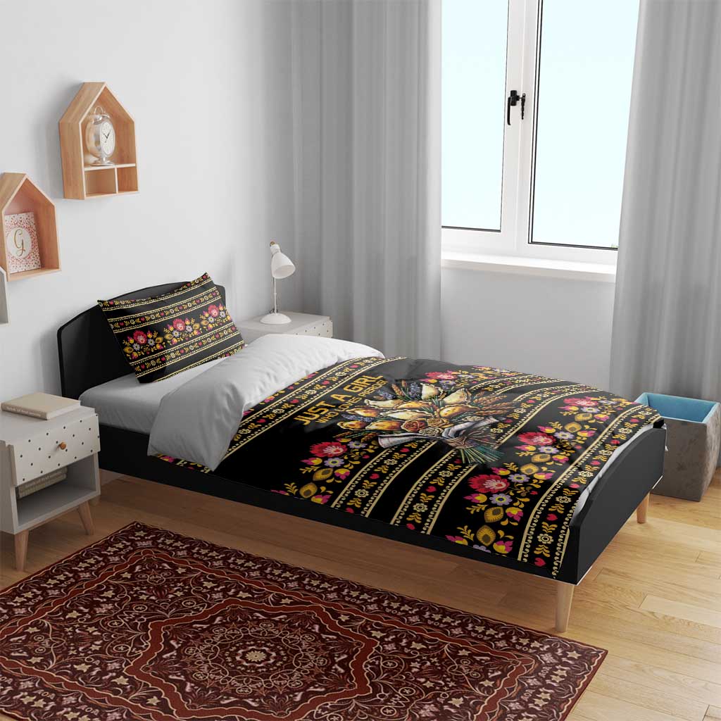 Gold Pierogi Flowers Over Dumplings Bedding Set