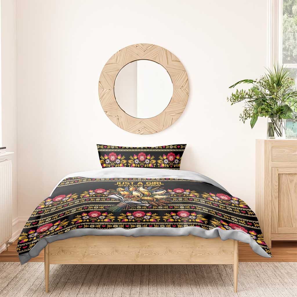 Gold Pierogi Flowers Over Dumplings Bedding Set