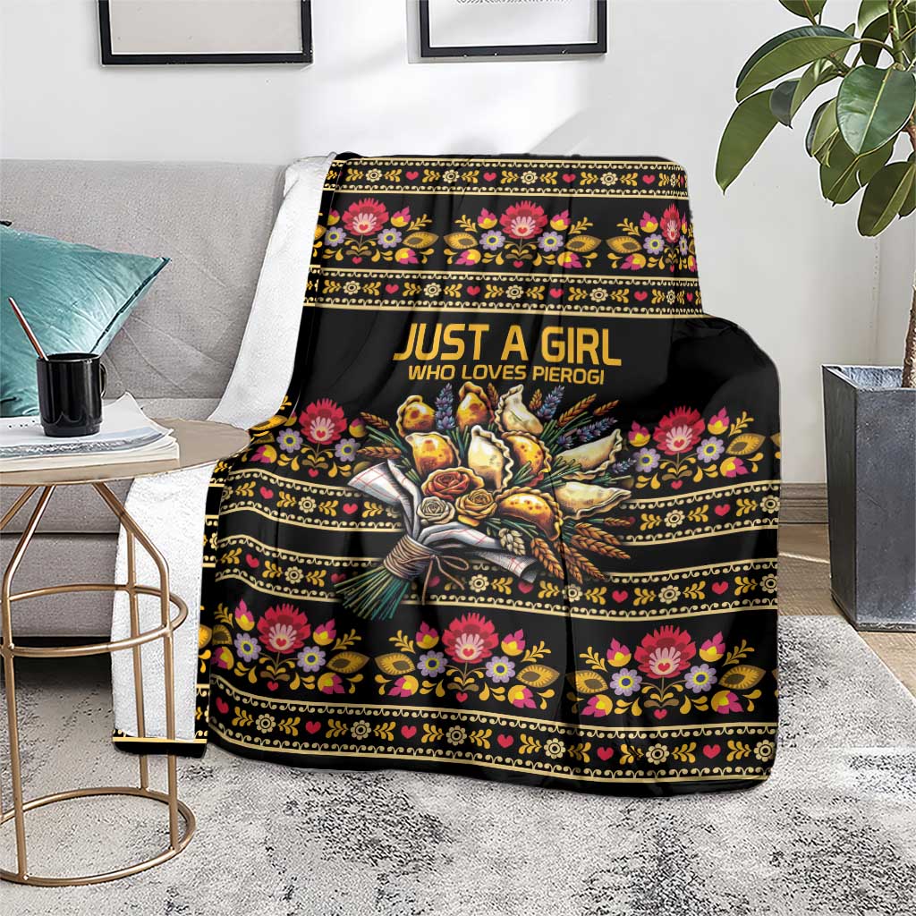 Gold Pierogi Flowers Over Dumplings Blanket
