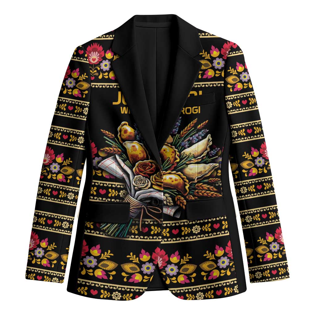 Gold Pierogi Flowers Over Dumplings Blazer