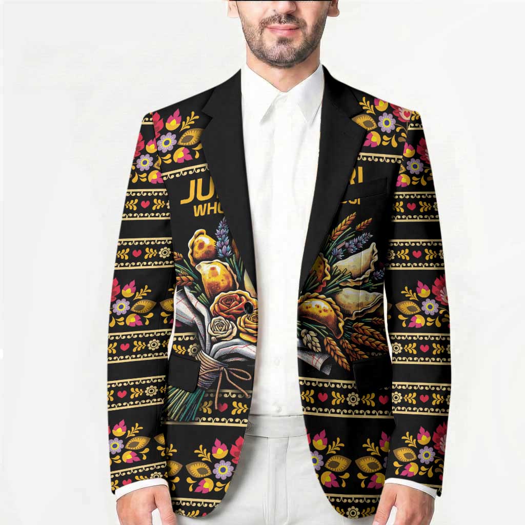 Gold Pierogi Flowers Over Dumplings Blazer