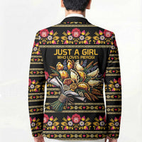 Gold Pierogi Flowers Over Dumplings Blazer