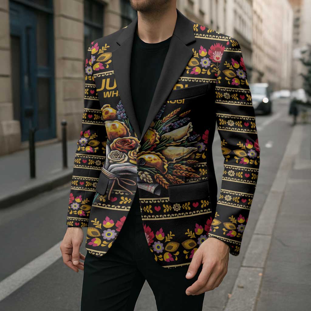 Gold Pierogi Flowers Over Dumplings Blazer