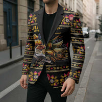 Gold Pierogi Flowers Over Dumplings Blazer