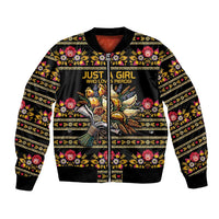 Gold Pierogi Flowers Over Dumplings Bomber Jacket