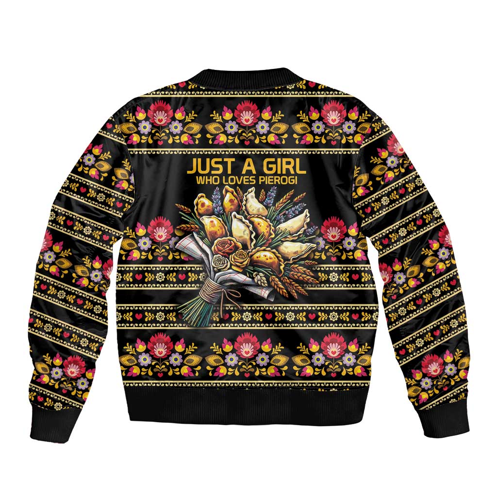 Gold Pierogi Flowers Over Dumplings Bomber Jacket