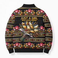 Gold Pierogi Flowers Over Dumplings Bomber Puffer Jacket