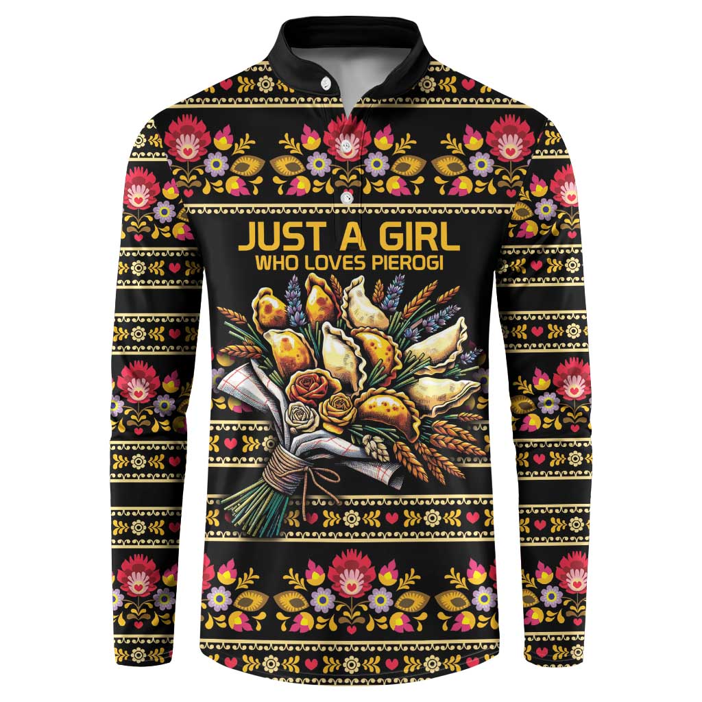 Gold Pierogi Flowers Over Dumplings Button Sweatshirt
