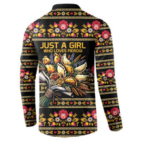 Gold Pierogi Flowers Over Dumplings Button Sweatshirt