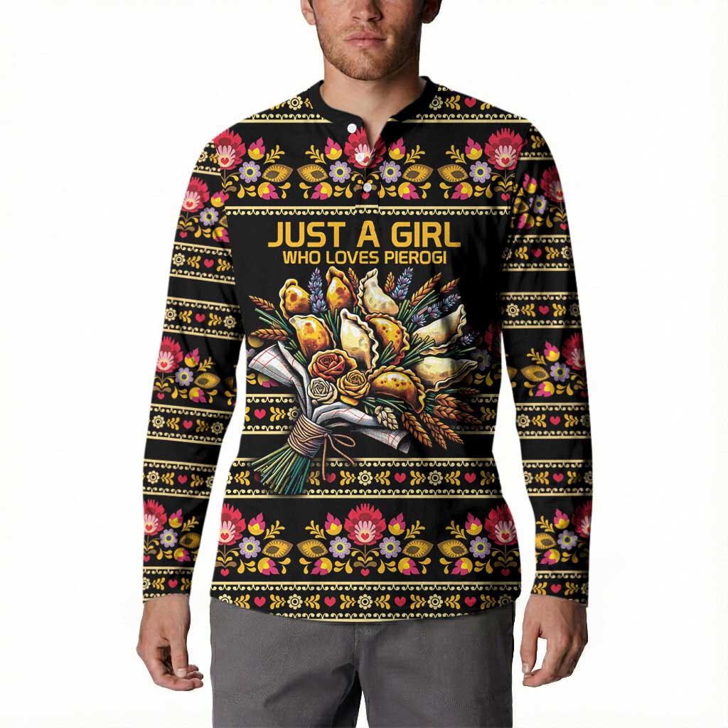 Gold Pierogi Flowers Over Dumplings Button Sweatshirt