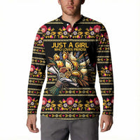 Gold Pierogi Flowers Over Dumplings Button Sweatshirt