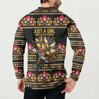 Gold Pierogi Flowers Over Dumplings Button Sweatshirt