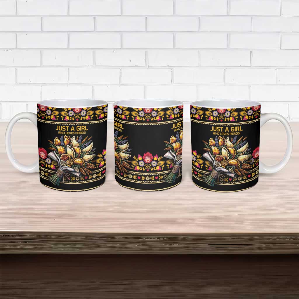 Gold Pierogi Flowers Over Dumplings Ceramic Mug