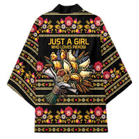 Gold Pierogi Flowers Over Dumplings Kimono
