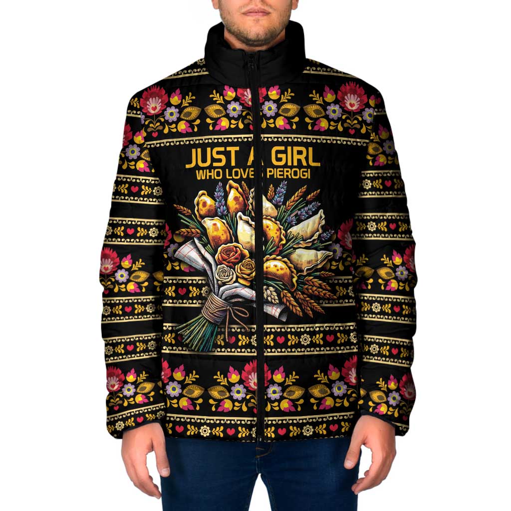 Gold Pierogi Flowers Over Dumplings Padded Jacket
