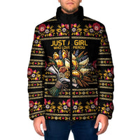 Gold Pierogi Flowers Over Dumplings Padded Jacket