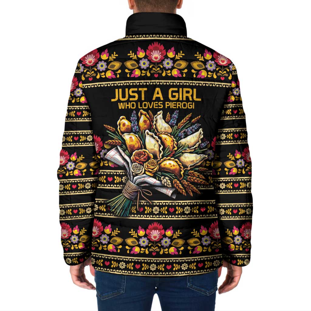 Gold Pierogi Flowers Over Dumplings Padded Jacket