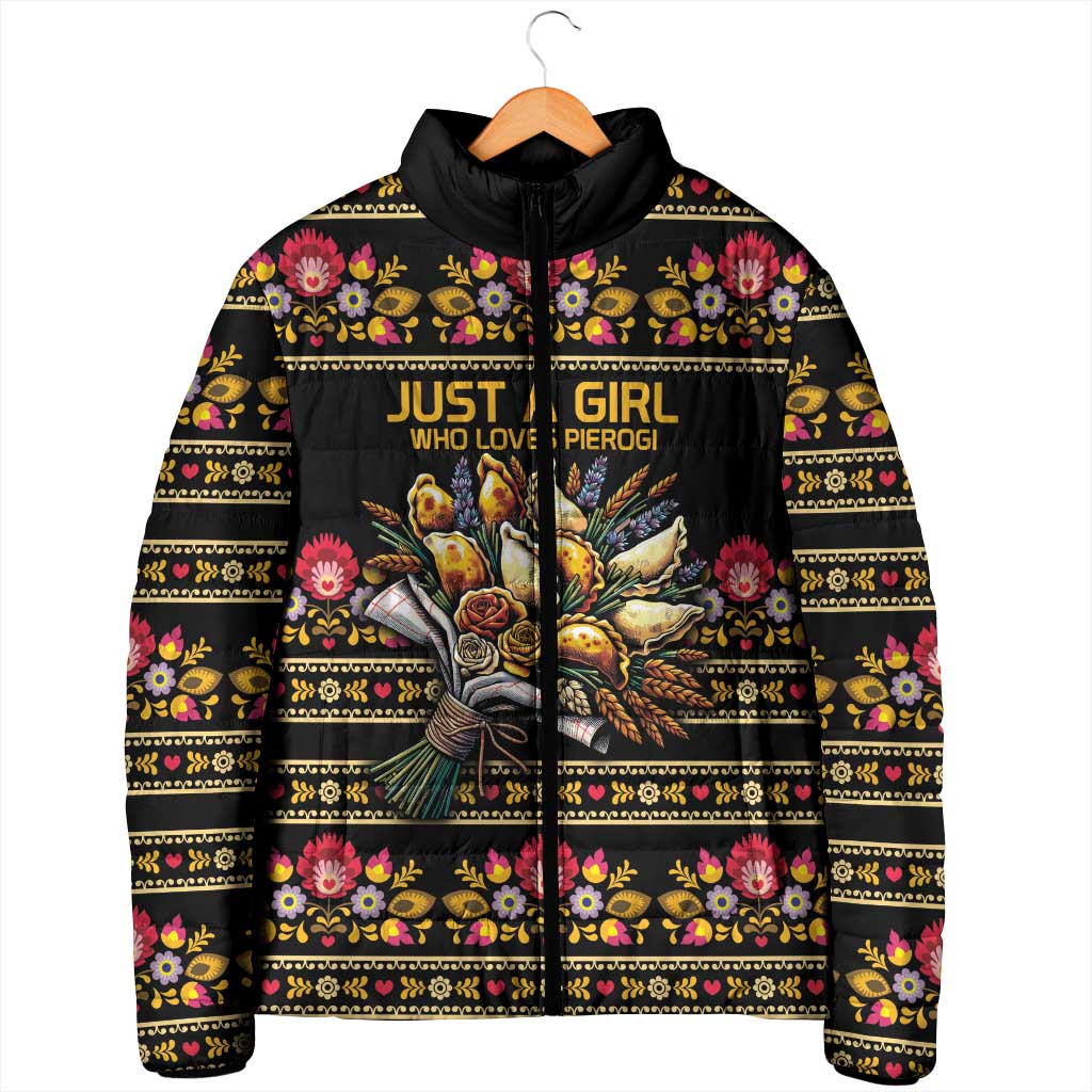 Gold Pierogi Flowers Over Dumplings Padded Jacket