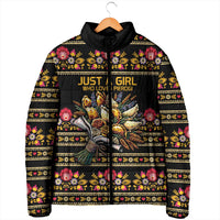 Gold Pierogi Flowers Over Dumplings Padded Jacket