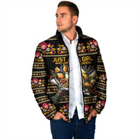 Gold Pierogi Flowers Over Dumplings Padded Jacket