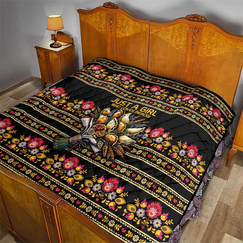 Gold Pierogi Flowers Over Dumplings Quilt