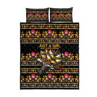 Gold Pierogi Flowers Over Dumplings Quilt Bed Set