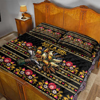 Gold Pierogi Flowers Over Dumplings Quilt Bed Set