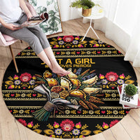 Gold Pierogi Flowers Over Dumplings Round Carpet