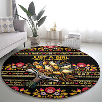 Gold Pierogi Flowers Over Dumplings Round Carpet