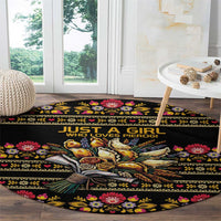 Gold Pierogi Flowers Over Dumplings Round Carpet