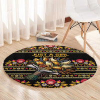 Gold Pierogi Flowers Over Dumplings Round Carpet
