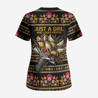 Gold Pierogi Flowers Over Dumplings Scrub Top