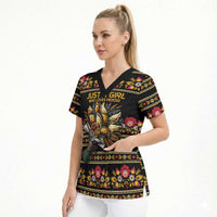 Gold Pierogi Flowers Over Dumplings Scrub Top
