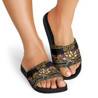 Gold Pierogi Flowers Over Dumplings Slide Sandals