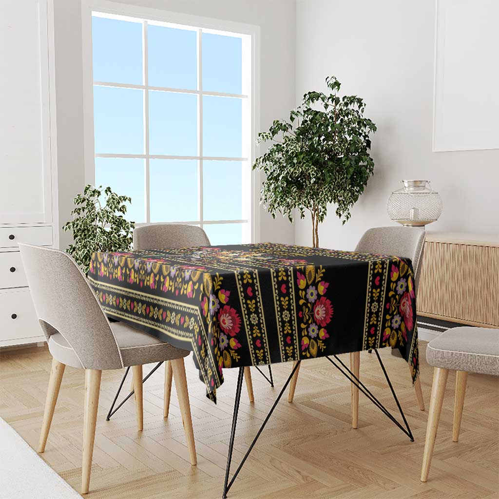 Gold Pierogi Flowers Over Dumplings Tablecloth