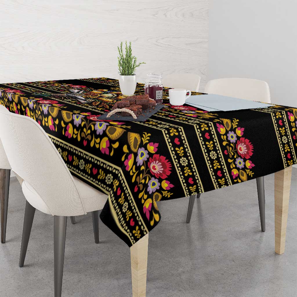 Gold Pierogi Flowers Over Dumplings Tablecloth