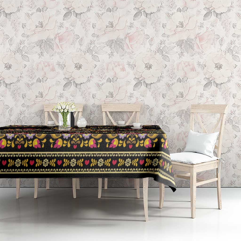 Gold Pierogi Flowers Over Dumplings Tablecloth