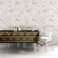 Gold Pierogi Flowers Over Dumplings Tablecloth