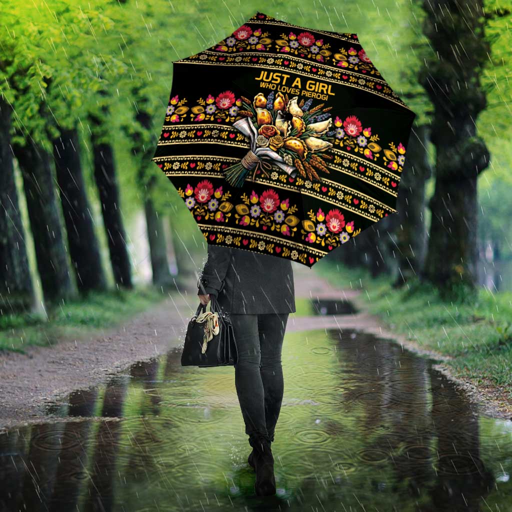 Gold Pierogi Flowers Over Dumplings Umbrella