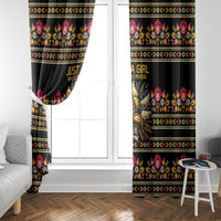 Gold Pierogi Flowers Over Dumplings Window Curtain