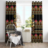Gold Pierogi Flowers Over Dumplings Window Curtain