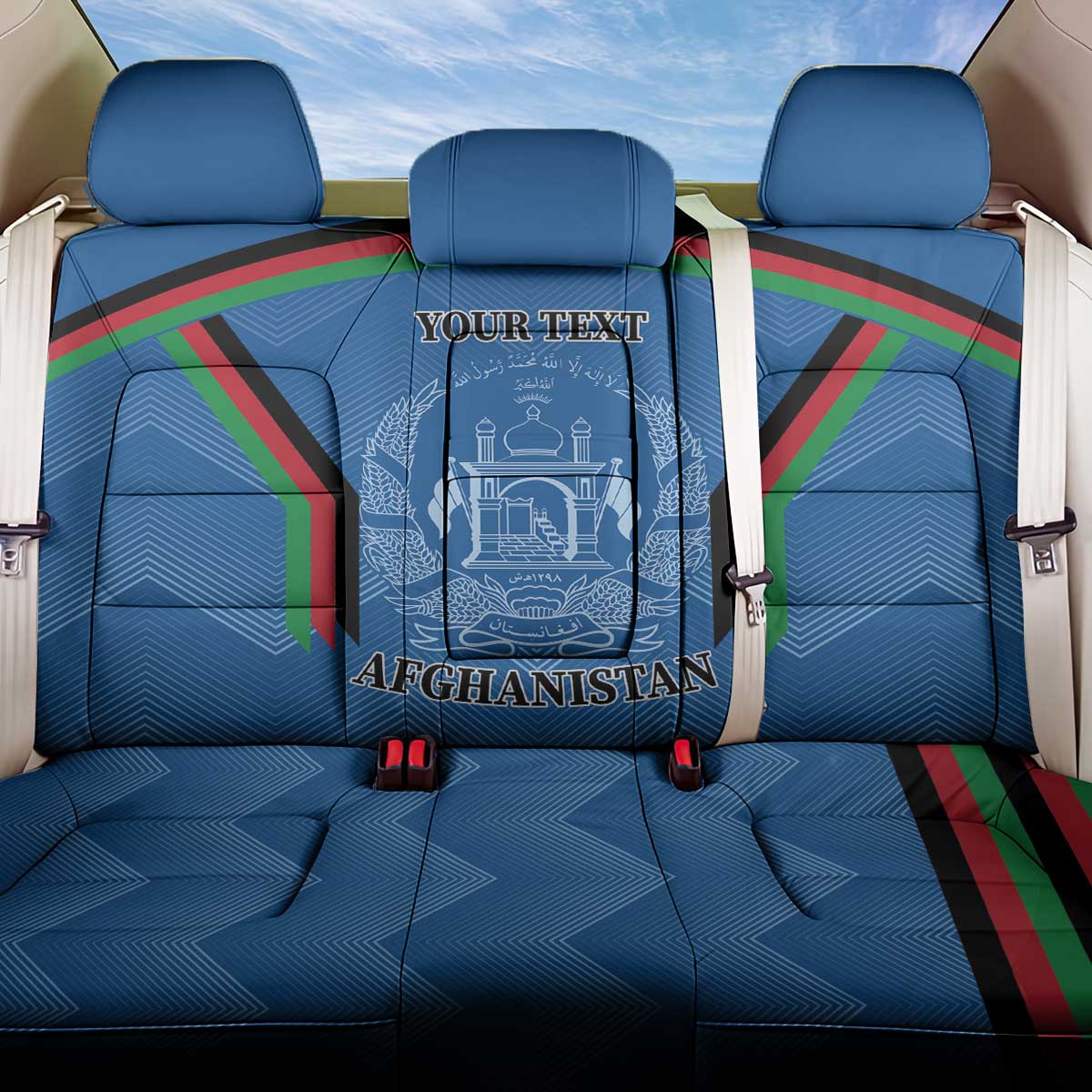 Custom Afghanistan Cricket Back Car Seat Cover Afghan Coat Of Arm with Special Flag LT9 - Wonder Print Shop