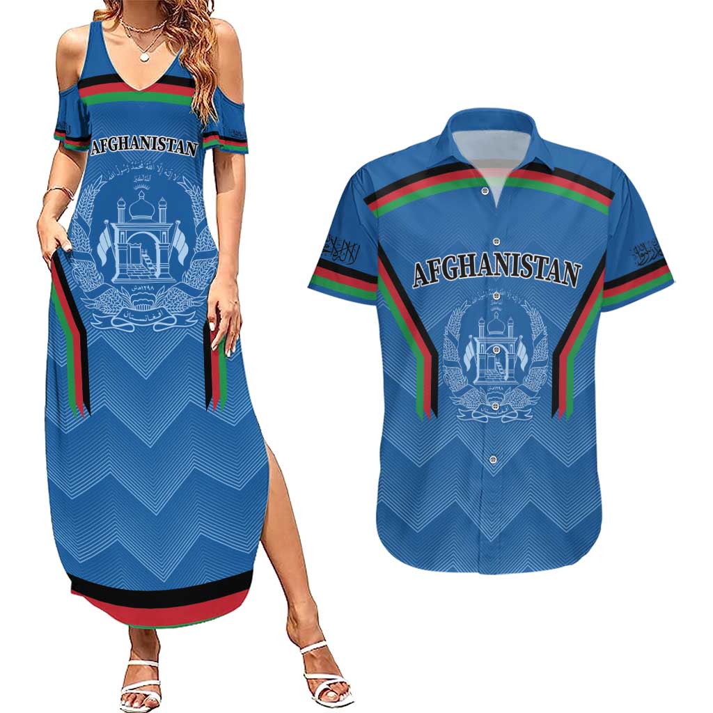 Custom Afghanistan Cricket Couples Matching Summer Maxi Dress and Hawaiian Shirt Afghan Coat Of Arm with Special Flag LT9 - Wonder Print Shop