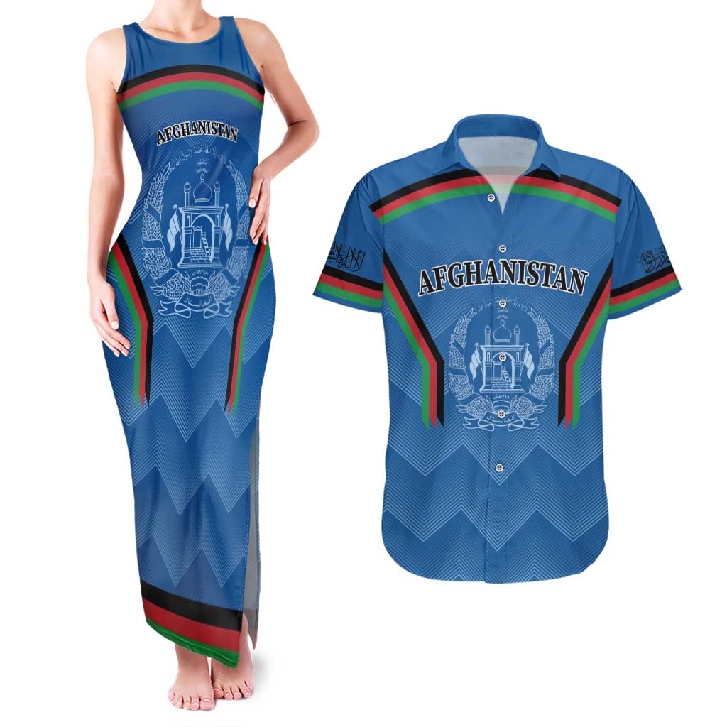 Custom Afghanistan Cricket Couples Matching Tank Maxi Dress and Hawaiian Shirt Afghan Coat Of Arm with Special Flag LT9 - Wonder Print Shop