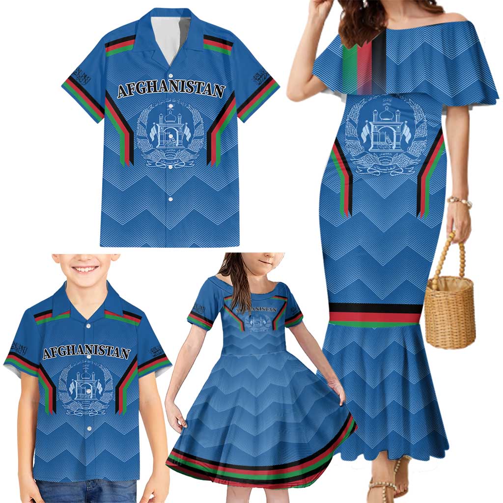 Custom Afghanistan Cricket Family Matching Mermaid Dress and Hawaiian Shirt Afghan Coat Of Arm with Special Flag LT9 - Wonder Print Shop