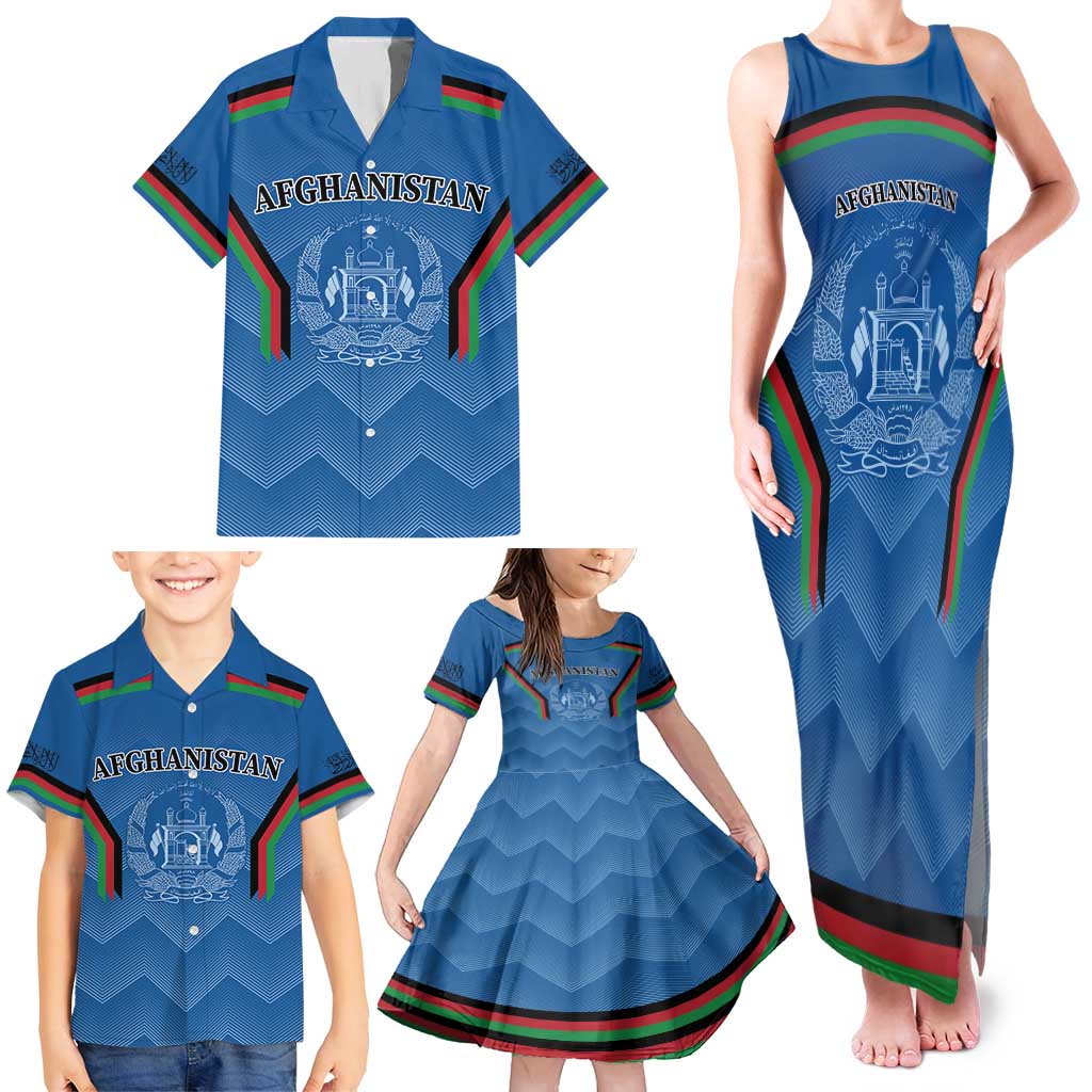 Custom Afghanistan Cricket Family Matching Tank Maxi Dress and Hawaiian Shirt Afghan Coat Of Arm with Special Flag - Wonder Print Shop