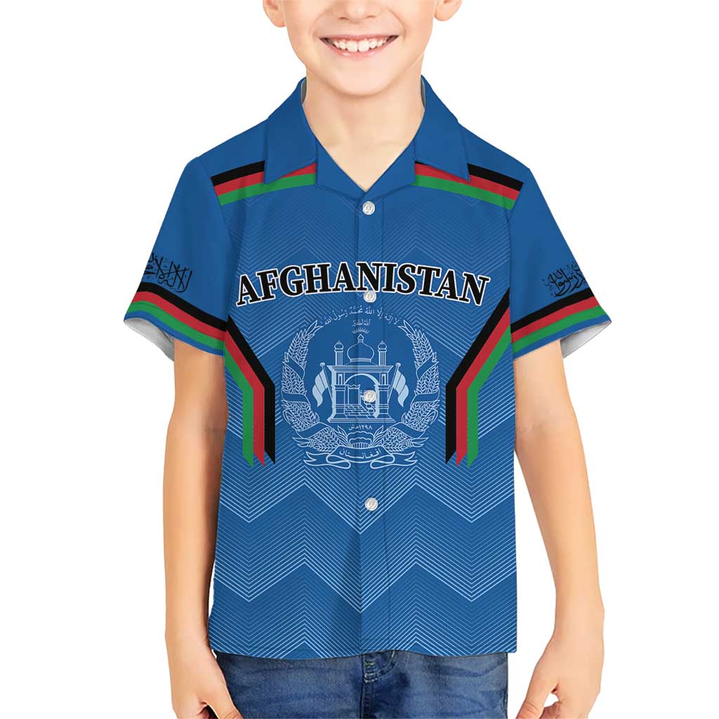 Custom Afghanistan Cricket Kid Hawaiian Shirt Afghan Coat Of Arm with Special Flag - Wonder Print Shop